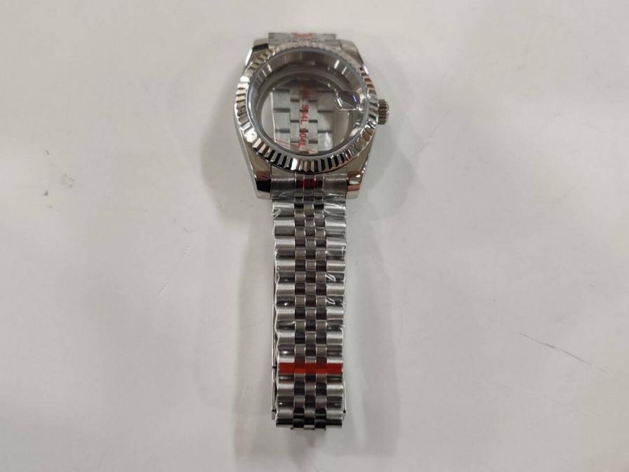 NH35 case dog tooth ring log 39mm transparent bottom dense bottom case full blue treasure glass suitable NH36 movement QC